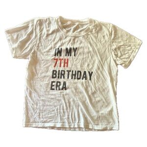 Kids White Graphic “7th Birthday Era” T-Shirt